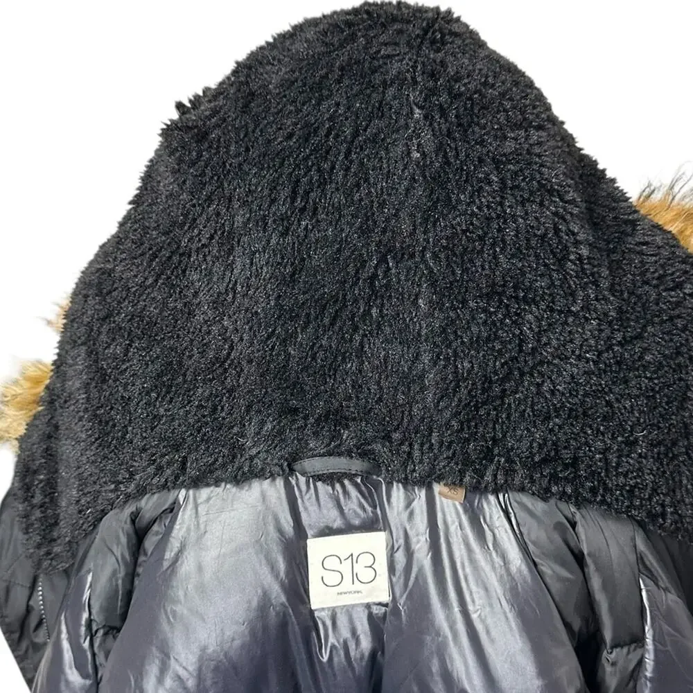 S13 SAM. NY Down Eskimo Coat Black Size XS Faux Fur Hood Jacket Warm - Picture 8 of 12